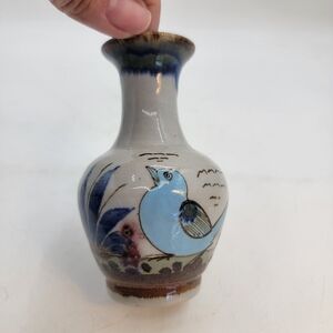 Vintage Ken Edwards Tonala vase blue bird agave plant butterfly